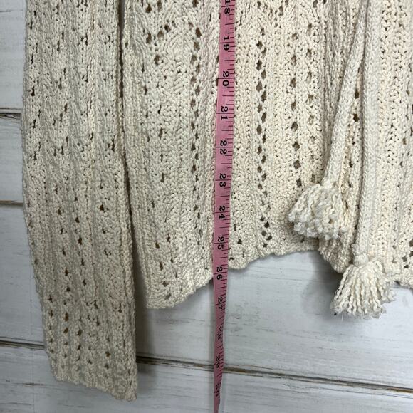 Like Love Cream Crochet Lace-Up Knit Sweater Medium - Picture 9 of 9